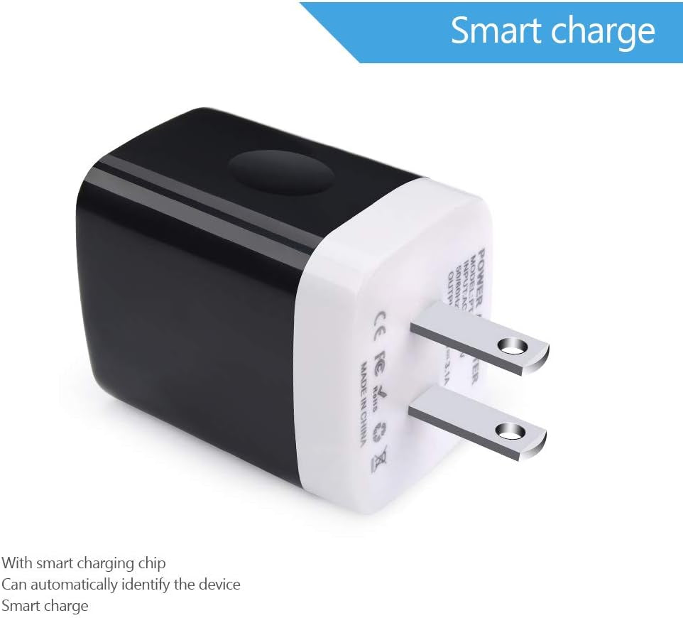 Wall Charger Plug, USB Plug Wall Outlet, 3 Multiport Charger Station Cube | USBA Box Charger Outlet Base Brick Block Replacement for Iphone, Ipad, and Iwatch Charger Plug (Black)