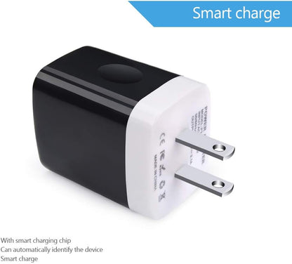 Wall Charger Plug, USB Plug Wall Outlet, 3 Multiport Charger Station Cube | USBA Box Charger Outlet Base Brick Block Replacement for Iphone, Ipad, and Iwatch Charger Plug (Black)